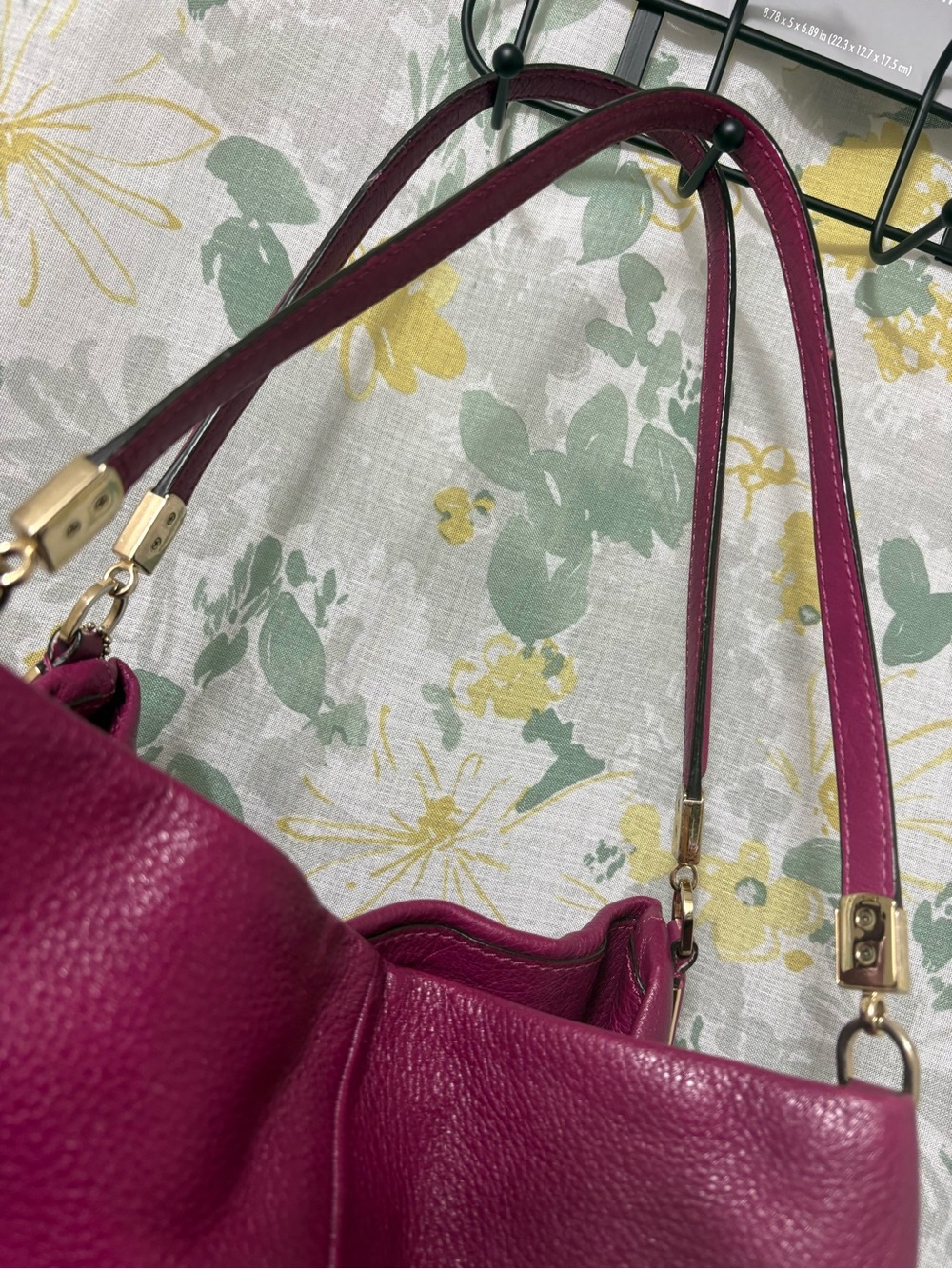 COACH Madison Phoebe Tumbled Hot Pink Leather 3 Section Shoulder Bag VINTAGE - Picture 2 of 15